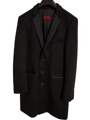 HUGO Hugo Boss Virgin Wool Cashmere Coat Black Size 50