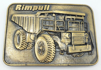 Rimpull RD 100 Dump Truck Brass Belt Buckle May 1978 Construction Mining Quarry