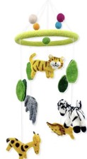 Wool Safari Zoo Animal Nursery Mobile for Baby's Room Decoration Childrens