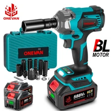 1200Nm Electric Impact Wrench 1/2'' Brushless High Power Driver with 2 Batteries