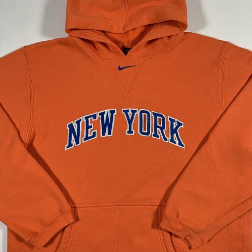 VTG Y2k Nike New York Knicks Center Swoosh Hoodie Sweatshirt Youth Large 16-18 - Picture 2 of 9
