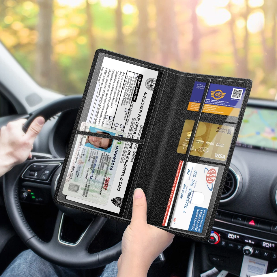 Portatarjetas organizador de tarjetas de vehículo y seguro premium para registro de automóvil Foto 3 de 4