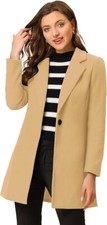Allegra K Women's Winter Overcoat Notched Lapel Long Sleeve One Buttoned Mid-Len