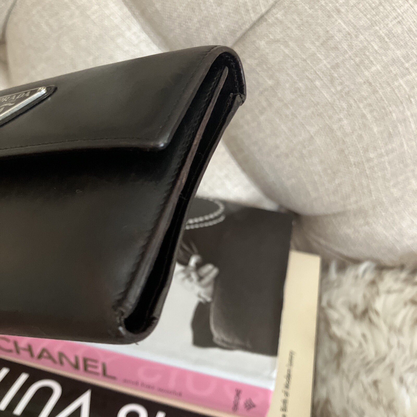 AUTHENTIC PRADA  Distressed Leather Compact trifo… - image 9