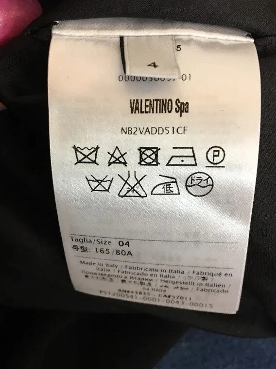 Abito Valentino lana nera manica a crappa borchie oro borchie con etichette $2950 taglia 4