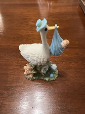 Vintage Resin Stork Baby Shower Cake Topper