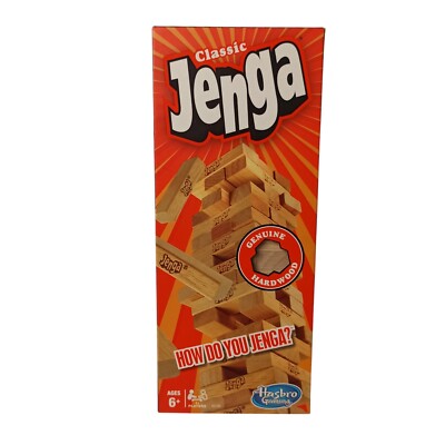 Classic Jenga Hasbro Gaming Building Block Hardwood Puzzle Game Brand New