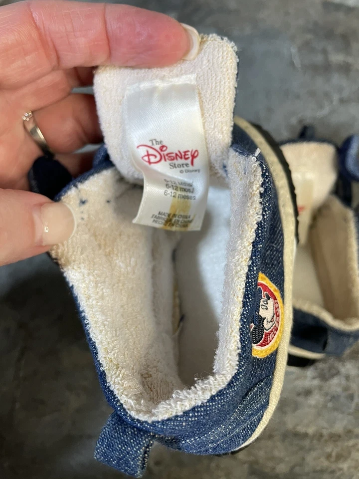 Disney Store Mickey Mouse Azul Denim Bebé Cuna Zapatos 6-12 M Foto 3 de 4