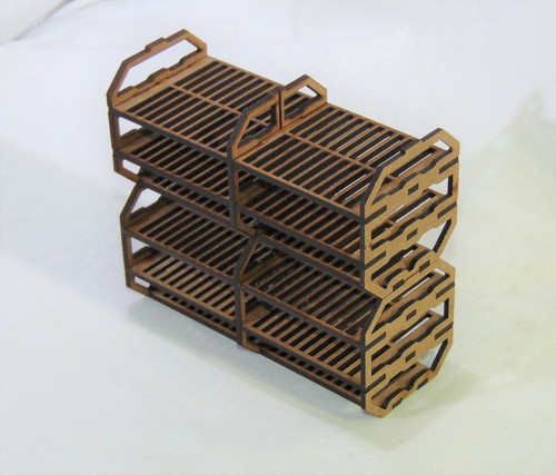 Cargo container racking x2, 28mm scale wargames scenery laser cut MDF ...