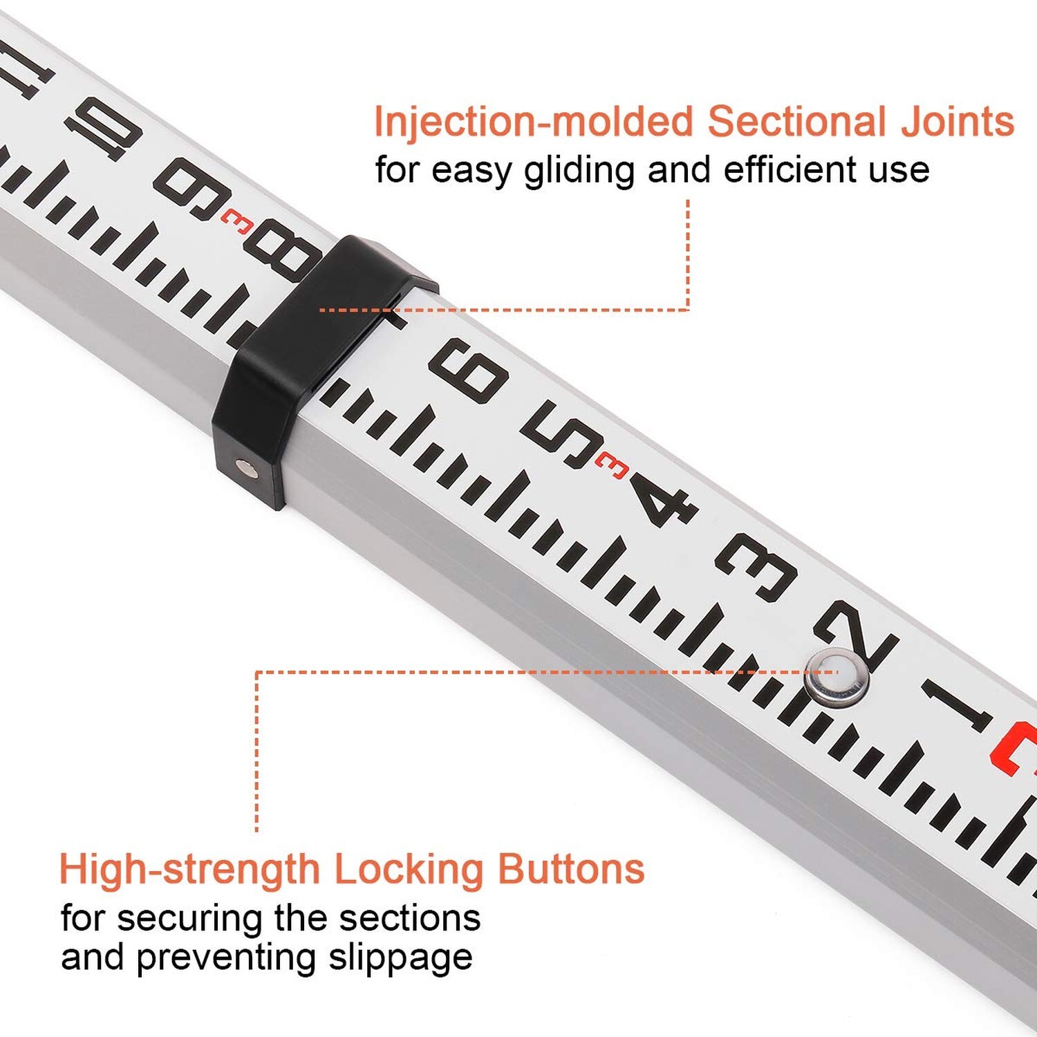 Huepar 16 - Foot Aluminium Grade Rod -8ths 5 Sections Telescopic with Bubble ...