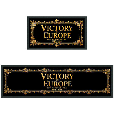 Vintage Victory in Europe Bar Runner VE Day 80th Anniversary Home Pub Gift