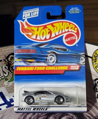 👓Hot Wheels 1999 #1115🏁Ferrari F355 CHALLENGE Gray⭐Chrome 5-Spoke Wheels