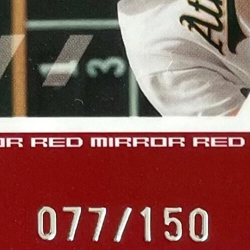 /150 Mirror Red: ERIC CHAVEZ Jersey 2004 Leaf Certified Materials #58, A's /150 - Picture 2 of 6