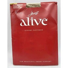 Vtg HANES ALIVE Simply Natural Pantyhose Support Control Reinforced Toe Size C
