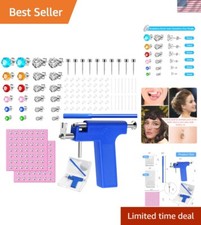Complete 326-Pcs Ear Piercing Gun Kit with Colorful Crystal Earrings