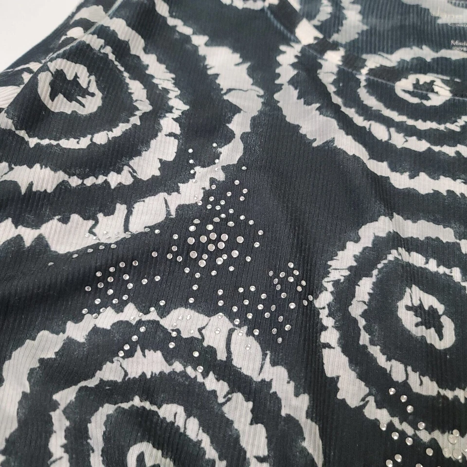 Jane Ashley Psychedelic Ribbed Artsy Top Size 1X Y2K Phoebe Jeweled Long Sleeve - Image 3 of 4