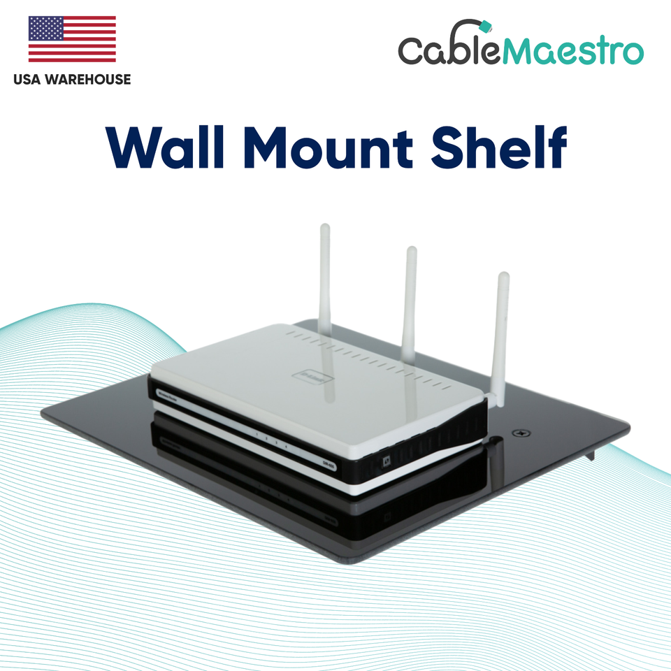 Wall Mount Shelf TV Cable Box Routers Tempered Glass For DVR Media ...