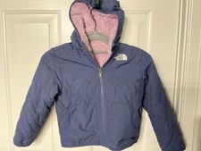 The North Face Girls Reversible Jacket Sherpa Fleece Purple/Pink Size 5 Hooded