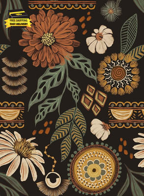 Boho Wallpaper Peel and Stick, 17.3'' X 80'' Sun Floral Retro Removable Contact P