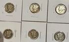 Mercury Dimes Lot Of 6 Various Dates Silver 90% VF