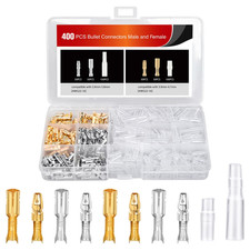 400PCS 3.9Mm Bullet Connectors Male and Female Brass Wire Terminals Connector wi