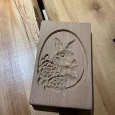 Drewniana prasa do stempli Ciasteczko, Forma do masła - WIOSENNY KRÓLIK/KWIATY