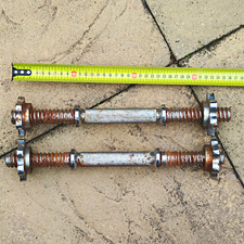 2x Standard Metal Dumbbell Bars with Spinlock Collars, Silver/Brown. Can Collect