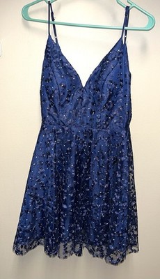 Party Dress Size 5/6 Womens/ Juniors Navy Blue Lace Overlay   B.Darlin