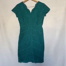 Ann Taylor Loft Teal Green Short Sleeve Lace Sheath Dress Size Cocktail  XS 
