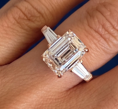 IGI Certified 5.50ct Emerald Lab Grown Diamond Engagement Ring 14k Yellow Gold