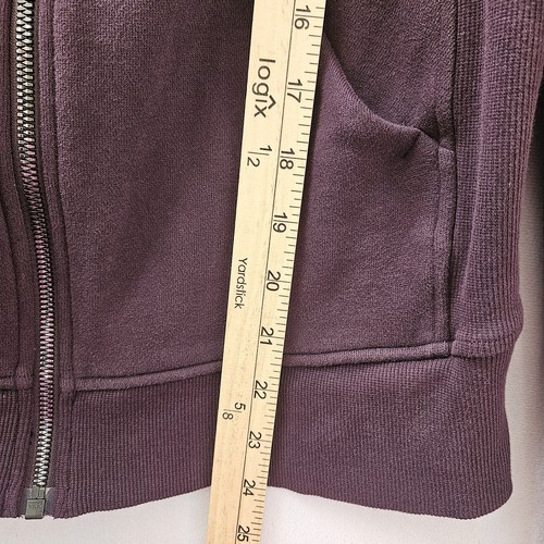 Lululemon Sweater Womens 6 Maroon Scuba Hoodie Full Zip Velvet Floral Athlesuire - Picture 5 of 14