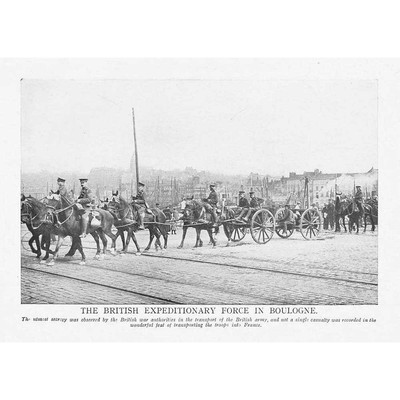 WW1 The British Expeditionary Force in Boulogne - Antique Print 1918