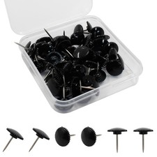50 Pcs Black Push Pins, Plastic Thumb Tacks for Wall Hanging, Flat Head