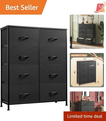 Fabric Dresser Tall Storage Tower with 8 Drawers Bedroom Closet Living Room