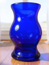 Murano Style Hand Blown Heavy Cobalt Blue Sculptural Art Glass Vase 14" Tall