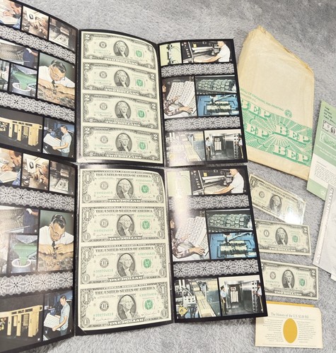 Lot 1976 Uncut (4) $2 bills (4) $1 1981 The Bureau of Engraving & Printing ++ - Picture 1 of 24
