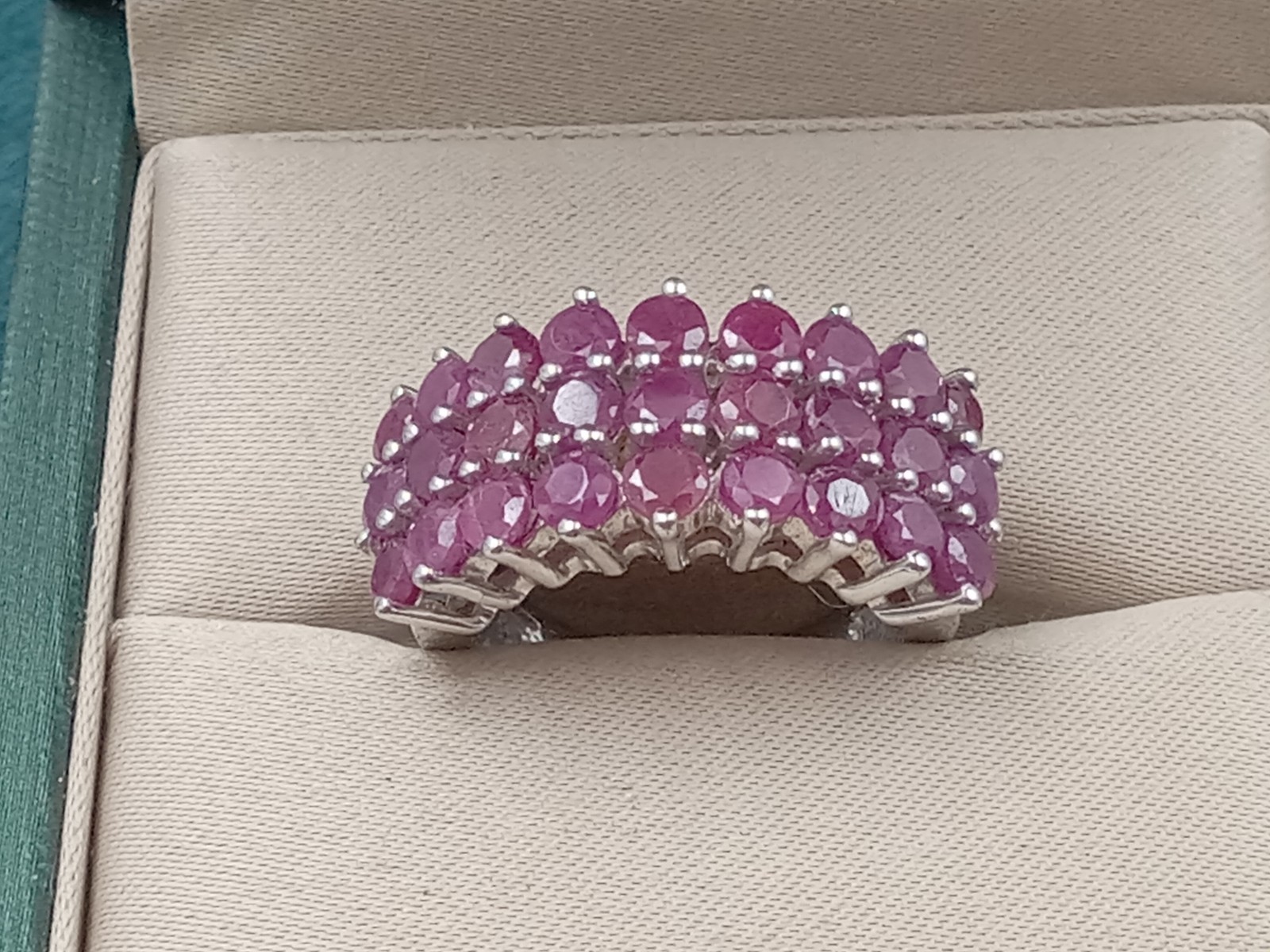 Sterling Silver Ring w 27 Small Ruby Gemstone Set… - image 2