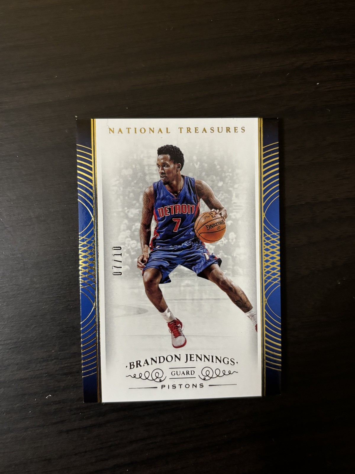 Brandon Jennings 2015-16 National Treasures Gold JERSEY NUMBER 07/10 #50 SSP