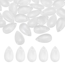 50Pcs Crystal Teardrop Beads, Top Drilled Charm Czech, White