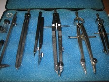 Vintage ALVIN and Intertech German Made Drafting Compass Set w/ Case Engineering