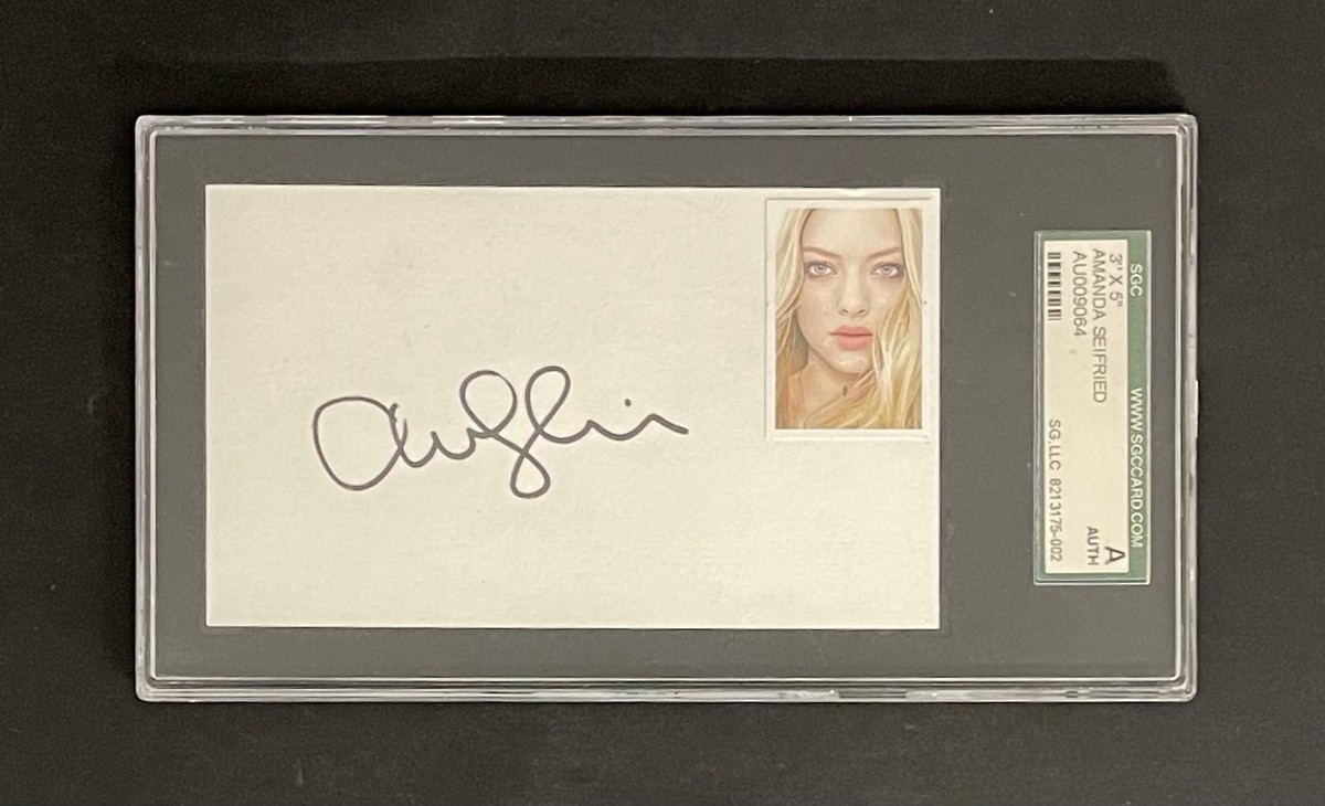 Amanda Seyfried Signed Index Card Autographed Slabbed SGC Mamma 