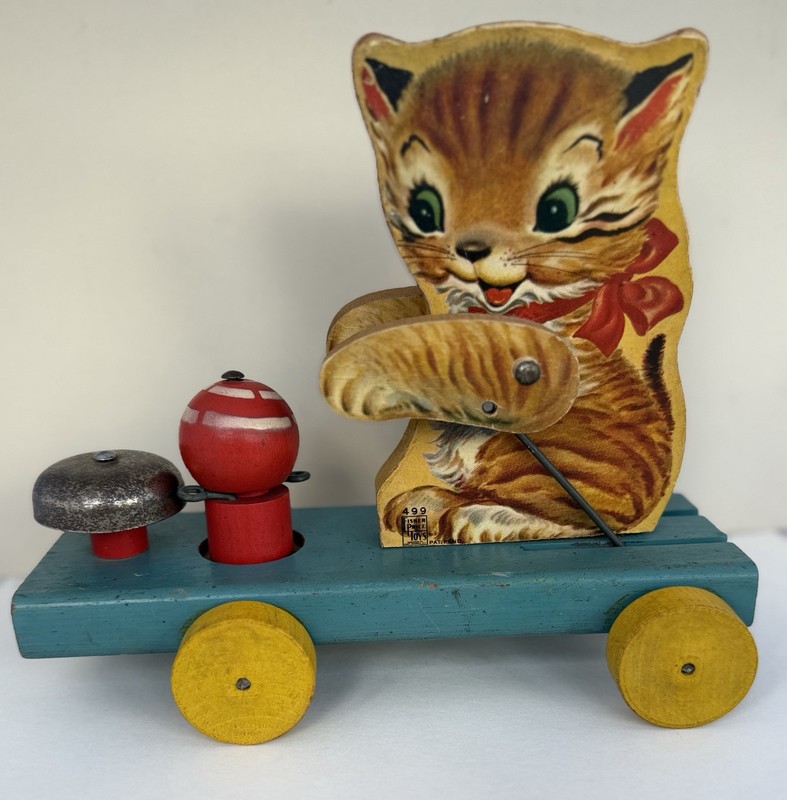 Fisher Price 1950 Kitty Bell Pull Toy Uncommon Preschool Toy