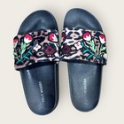Steve Madden Black Leopard-Print Slide Sandals with Floral embellishments Size 8 — photo 1
