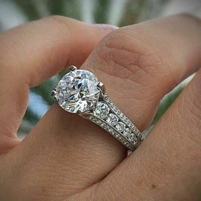 2.30Ct Round Cut Moissanite 14k White Gold Plated Solitaire Engagement Ring