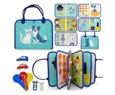 Montessori Busy Board Book for Toddlers 2-5 - Sensory Travel Toy for Airplane