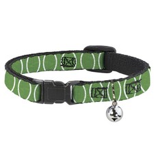 Cat Collar Breakaway with Bell Rings Camo Neon Green/White NARROW Fits 8.5-12"