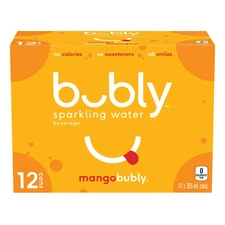 Bubly Mango Sparkling Water Beverage, 12x355ml cans, 4.26L/144 oz