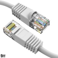 9Ft Cat6 RJ45 Network LAN Ethernet UTP Snagless Patch Cable Pure Copper White