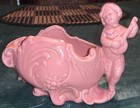 Vintage Mid Century Ceramic Little Boy Planter - Celadon Pink 6x3.5" — photo 2