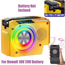 15W Bluetooth AUX Stereo Speaker For Dewalt 18V 20V DCB Battery With USB Type- C